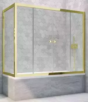 Шторка на ванну стеклянная «Vegas Glass» Z2V+ZVF Tur Novo 180/80 Crystal vision/золото глянцевое универсальная