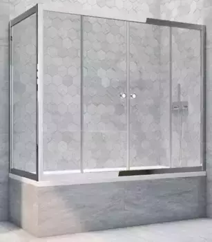 Шторка на ванну стеклянная «Vegas Glass» Z2V+ZVF Tur Novo 180/80 прозрачная/хром глянцевый универсальная