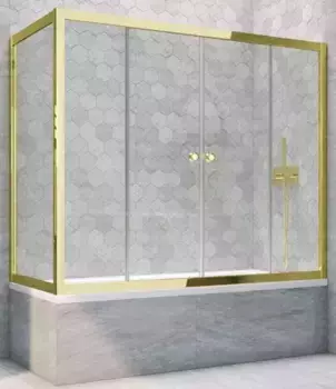 Шторка на ванну стеклянная «Vegas Glass» Z2V+ZVF Tur Novo 180/80 прозрачная/золото глянцевое универсальная