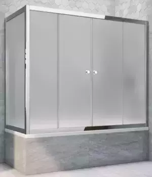 Шторка на ванну стеклянная «Vegas Glass» Z2V+ZVF Tur Novo 180/80 сатин/хром глянцевый универсальная