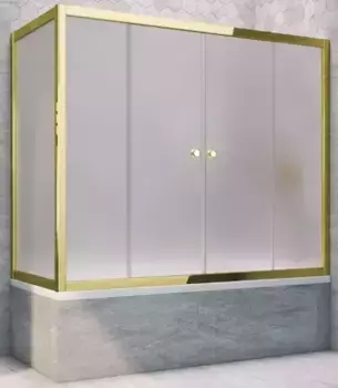 Шторка на ванну стеклянная «Vegas Glass» Z2V+ZVF Tur Novo 180/80 сатин/золото глянцевое универсальная