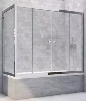 Шторка на ванну стеклянная «Vegas Glass» Z2V+ZVF Tur Novo 180/85 Crystal vision/хром глянцевый универсальная
