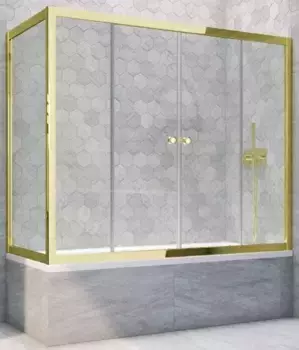 Шторка на ванну стеклянная «Vegas Glass» Z2V+ZVF Tur Novo 180/85 Crystal vision/золото глянцевое универсальная
