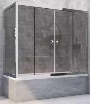 Шторка на ванну стеклянная «Vegas Glass» Z2V+ZVF Tur Novo 180/85 графит/хром глянцевый универсальная