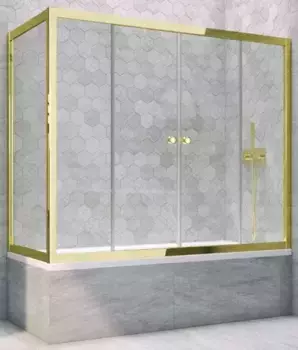 Шторка на ванну стеклянная «Vegas Glass» Z2V+ZVF Tur Novo 180/85 прозрачная/золото глянцевое универсальная