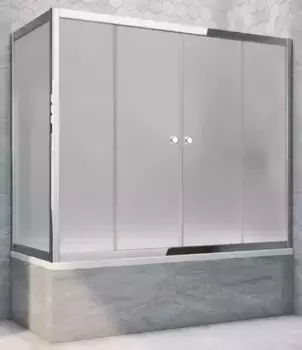 Шторка на ванну стеклянная «Vegas Glass» Z2V+ZVF Tur Novo 180/85 сатин/хром глянцевый универсальная