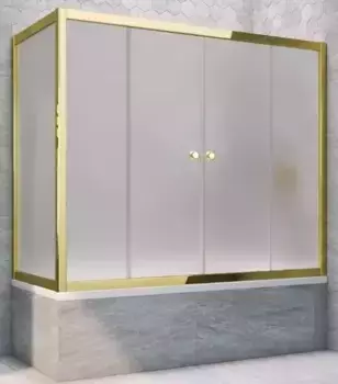 Шторка на ванну стеклянная «Vegas Glass» Z2V+ZVF Tur Novo 180/85 сатин/золото глянцевое универсальная