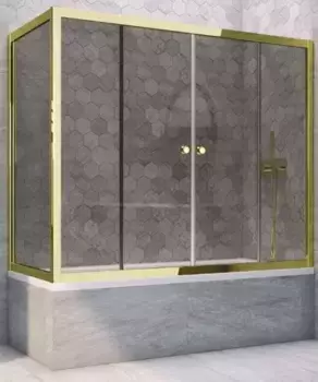Шторка на ванну стеклянная «Vegas Glass» Z2V+ZVF Tur Novo 185/70 графит/золото универсальная