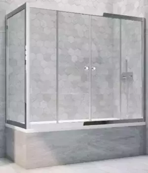 Шторка на ванну стеклянная «Vegas Glass» Z2V+ZVF Tur Novo 185/70 прозрачная/хром глянцевая универсальная