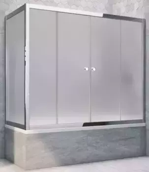 Шторка на ванну стеклянная «Vegas Glass» Z2V+ZVF Tur Novo 185/70 сатин/хром глянцевая универсальная