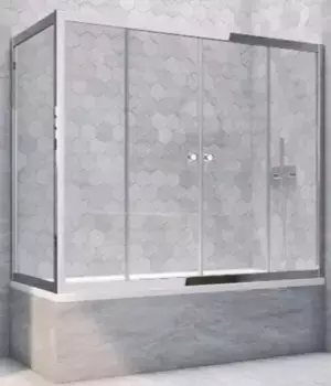 Шторка на ванну стеклянная «Vegas Glass» Z2V+ZVF Tur Novo 185/75 Crystal vision/хром глянцевая универсальная