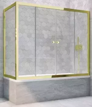 Шторка на ванну стеклянная «Vegas Glass» Z2V+ZVF Tur Novo 185/75 Crystal vision/золото универсальная