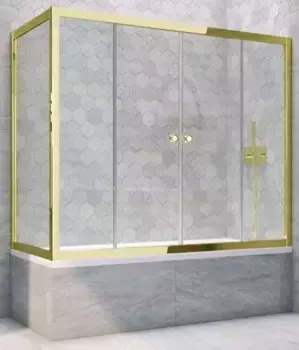 Шторка на ванну стеклянная «Vegas Glass» Z2V+ZVF Tur Novo 185/75 прозрачная/золото универсальная