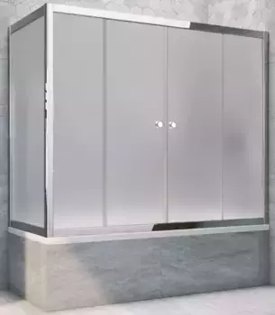 Шторка на ванну стеклянная «Vegas Glass» Z2V+ZVF Tur Novo 185/75 сатин/хром глянцевая универсальная