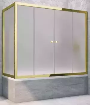 Шторка на ванну стеклянная «Vegas Glass» Z2V+ZVF Tur Novo 185/75 сатин/золото универсальная