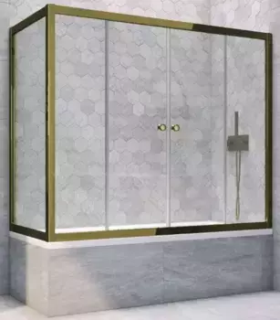 Шторка на ванну стеклянная «Vegas Glass» Z2V+ZVF Tur Novo 185/80 прозрачная/бронза универсальная