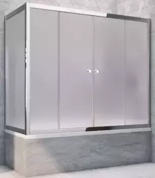 Шторка на ванну стеклянная «Vegas Glass» Z2V+ZVF Tur Novo 185/80 сатин/хром глянцевая универсальная