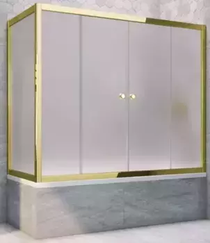 Шторка на ванну стеклянная «Vegas Glass» Z2V+ZVF Tur Novo 185/80 сатин/золото универсальная