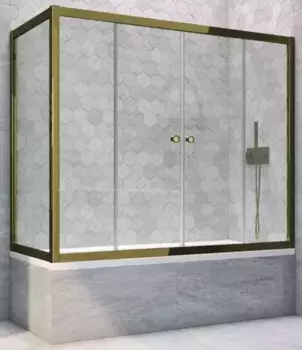 Шторка на ванну стеклянная «Vegas Glass» Z2V+ZVF Tur Novo 185/85 Crystal vision/бронза универсальная
