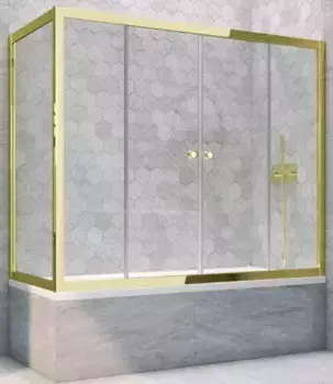 Шторка на ванну стеклянная «Vegas Glass» Z2V+ZVF Tur Novo 185/85 прозрачная/золото универсальная