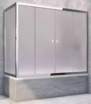 Шторка на ванну стеклянная «Vegas Glass» Z2V+ZVF Tur Novo 185/85 сатин/хром глянцевая универсальная