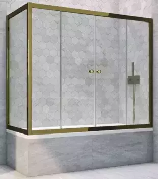 Шторка на ванну стеклянная «Vegas Glass» Z2V+ZVF Tur Novo 185/90 прозрачная/бронза универсальная