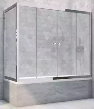 Шторка на ванну стеклянная «Vegas Glass» Z2V+ZVF Tur Novo 185/90 прозрачная/хром глянцевая универсальная