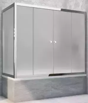 Шторка на ванну стеклянная «Vegas Glass» Z2V+ZVF Tur Novo 185/90 сатин/хром глянцевая универсальная