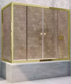 Шторка на ванну стеклянная «Vegas Glass» Z2V+ZVF Tur Novo 190/70 бронза/золото универсальная