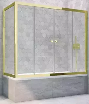 Шторка на ванну стеклянная «Vegas Glass» Z2V+ZVF Tur Novo 190/70 Crystal vision/золото универсальная