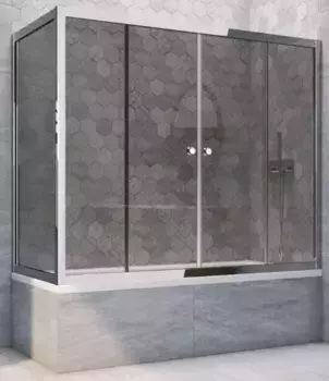 Шторка на ванну стеклянная «Vegas Glass» Z2V+ZVF Tur Novo 190/70 графит/хром глянцевая универсальная