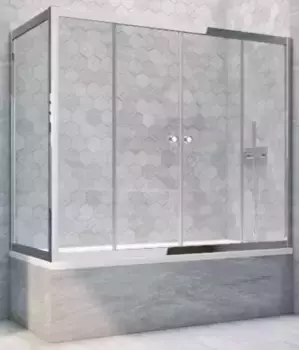 Шторка на ванну стеклянная «Vegas Glass» Z2V+ZVF Tur Novo 190/70 прозрачная/хром глянцевая универсальная