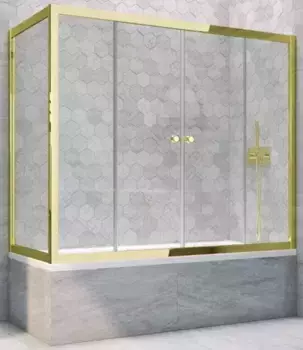 Шторка на ванну стеклянная «Vegas Glass» Z2V+ZVF Tur Novo 190/70 прозрачная/золото универсальная