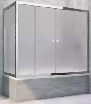 Шторка на ванну стеклянная «Vegas Glass» Z2V+ZVF Tur Novo 190/70 сатин/хром глянцевая универсальная