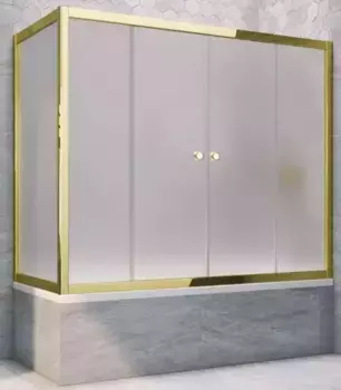 Шторка на ванну стеклянная «Vegas Glass» Z2V+ZVF Tur Novo 190/70 сатин/золото универсальная