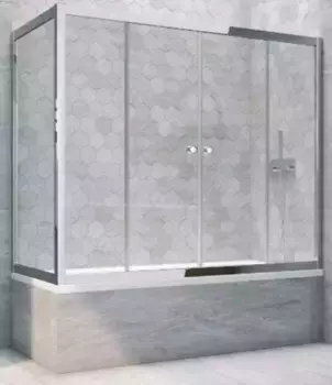 Шторка на ванну стеклянная «Vegas Glass» Z2V+ZVF Tur Novo 190/75 Crystal vision/хром глянцевая универсальная