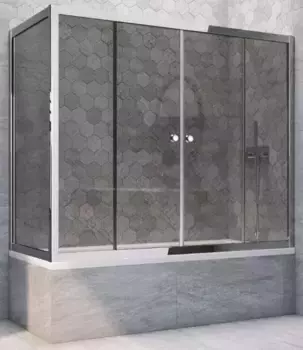 Шторка на ванну стеклянная «Vegas Glass» Z2V+ZVF Tur Novo 190/75 графит/хром глянцевая универсальная