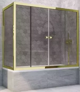 Шторка на ванну стеклянная «Vegas Glass» Z2V+ZVF Tur Novo 190/75 графит/золото универсальная