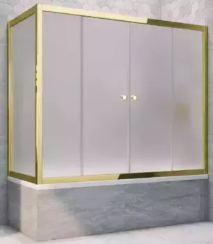 Шторка на ванну стеклянная «Vegas Glass» Z2V+ZVF Tur Novo 190/75 сатин/золото универсальная