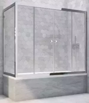 Шторка на ванну стеклянная «Vegas Glass» Z2V+ZVF Tur Novo 190/80 Crystal vision/хром глянцевая универсальная