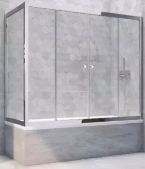 Шторка на ванну стеклянная «Vegas Glass» Z2V+ZVF Tur Novo 190/80 прозрачная/хром глянцевая универсальная