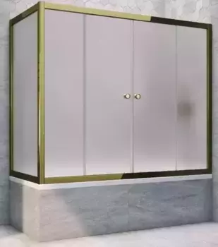 Шторка на ванну стеклянная «Vegas Glass» Z2V+ZVF Tur Novo 190/80 сатин/бронза универсальная