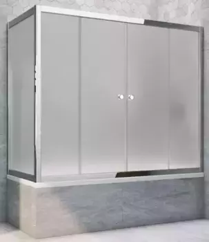 Шторка на ванну стеклянная «Vegas Glass» Z2V+ZVF Tur Novo 190/80 сатин/хром глянцевая универсальная