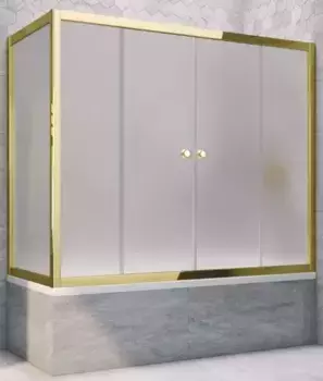Шторка на ванну стеклянная «Vegas Glass» Z2V+ZVF Tur Novo 190/80 сатин/золото универсальная