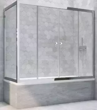 Шторка на ванну стеклянная «Vegas Glass» Z2V+ZVF Tur Novo 190/85 Crystal vision/хром глянцевая универсальная