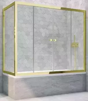 Шторка на ванну стеклянная «Vegas Glass» Z2V+ZVF Tur Novo 190/85 Crystal vision/золото универсальная