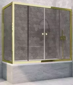 Шторка на ванну стеклянная «Vegas Glass» Z2V+ZVF Tur Novo 190/85 графит/золото универсальная