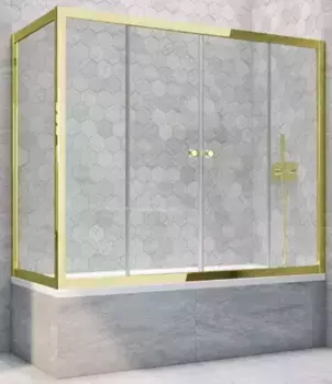 Шторка на ванну стеклянная «Vegas Glass» Z2V+ZVF Tur Novo 190/85 прозрачная/золото универсальная