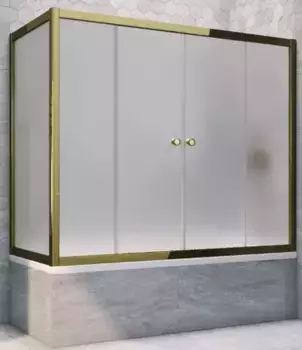 Шторка на ванну стеклянная «Vegas Glass» Z2V+ZVF Tur Novo 190/85 сатин/бронза универсальная