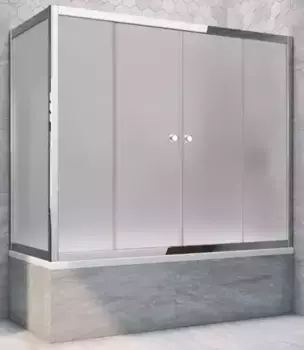 Шторка на ванну стеклянная «Vegas Glass» Z2V+ZVF Tur Novo 190/85 сатин/хром глянцевая универсальная
